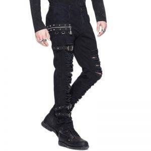 Steampunk Gothic Men’s Long Trousers – Slim Fit Hole Pencil Pants Gothtopia https://gothtopia.com