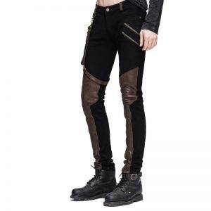 Steampunk Long Jean Pants – Gothic High Waist Black Brown Slimming Streetwear Gothtopia https://gothtopia.com