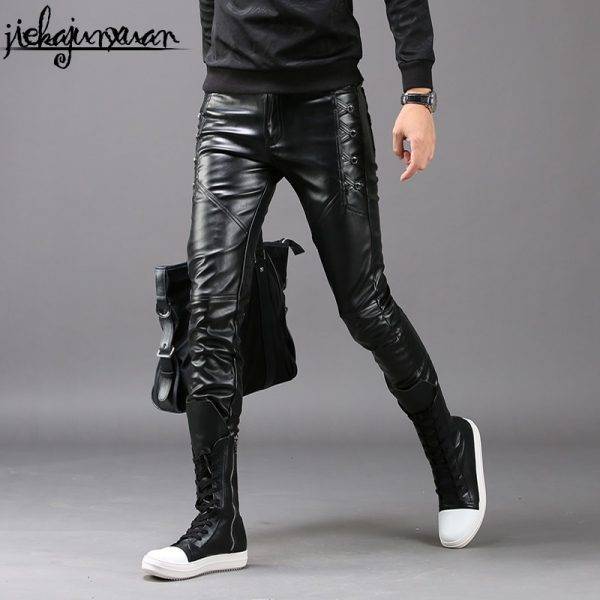 Korean Gothic Punk Fashion Faux Leather Pants PU Sz: 28-36 Gothtopia https://gothtopia.com