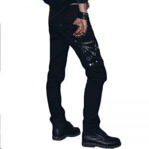 Gothic Steampunk Men’s Cotton Pants – Black Denim with Zippers Gothtopia https://gothtopia.com