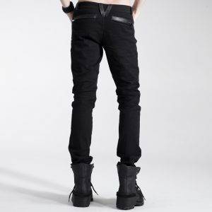 Punk Gothic Men Cotton Pants Trousers Steampunk Black Wash Water Denim Large Size Jeans Pant Gothtopia https://gothtopia.com
