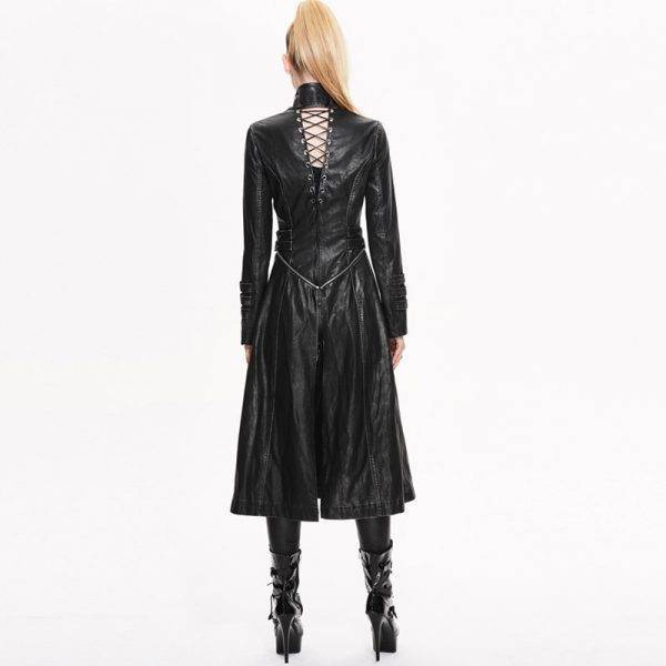 Gothic Punk Ladies Detachable Leather Jacket Size XS-XXXL Gothtopia https://gothtopia.com