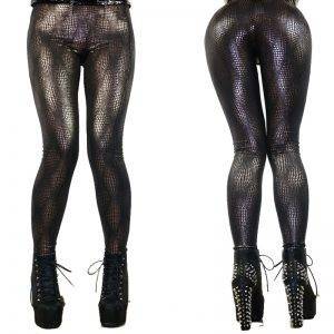 Shiny Punk Gothic Snake Skin Pattern Faux Leather Leggings Gothtopia https://gothtopia.com
