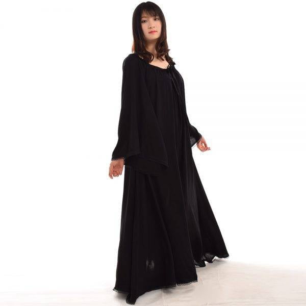 Vintage Renaissance Women Medieval Gown Gothic Trumpet Sleeve Lace Trim Long Chemise Max Dress S-XL Gothtopia https://gothtopia.com