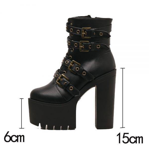 Cross Strap Punk Gothic Motorcycle Platform Thick Ultra High Heels Ankle Boots Gothtopia https://gothtopia.com