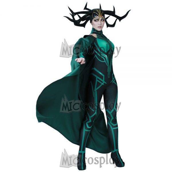 Ragnarok Hela Cosplay Costume Halloween Women Jumpsuit Cloak Cape Gothtopia https://gothtopia.com