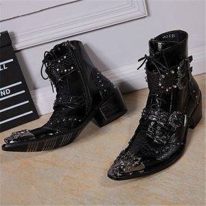 Batzuzhi-6CM Heels Black Men Boots Punk Style Gothtopia https://gothtopia.com