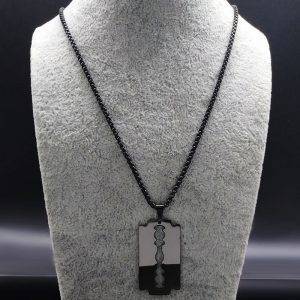 Fashion Blade Stainless Steel Necklaces Men Jewerly Black Color Gothic Necklaces & Pendants Gothtopia https://gothtopia.com