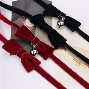 Trendy Velvet Choker Necklace Bowknot Bells Choker Handmade Gothic Jewelry Gothtopia https://gothtopia.com