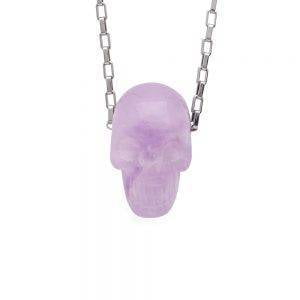 Skull Necklace Punk Stainless Steel Chain Gothic Biker purple Natural stone Pendant – Unisex Gothtopia https://gothtopia.com