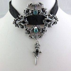 Unique Gothic Punk Sexy Black Lace Pendant Necklace Choker Gothtopia https://gothtopia.com