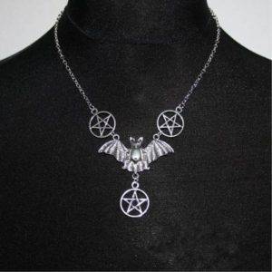 Gothic Bats Pentagram Pendant Necklace for Women Gothtopia https://gothtopia.com