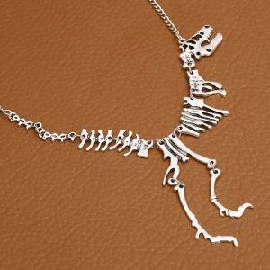 Sexy Long Necklace Gothic Tyrannosaurus Rex Skeleton Dinosaur Pendant Charm Necklace Gothtopia https://gothtopia.com