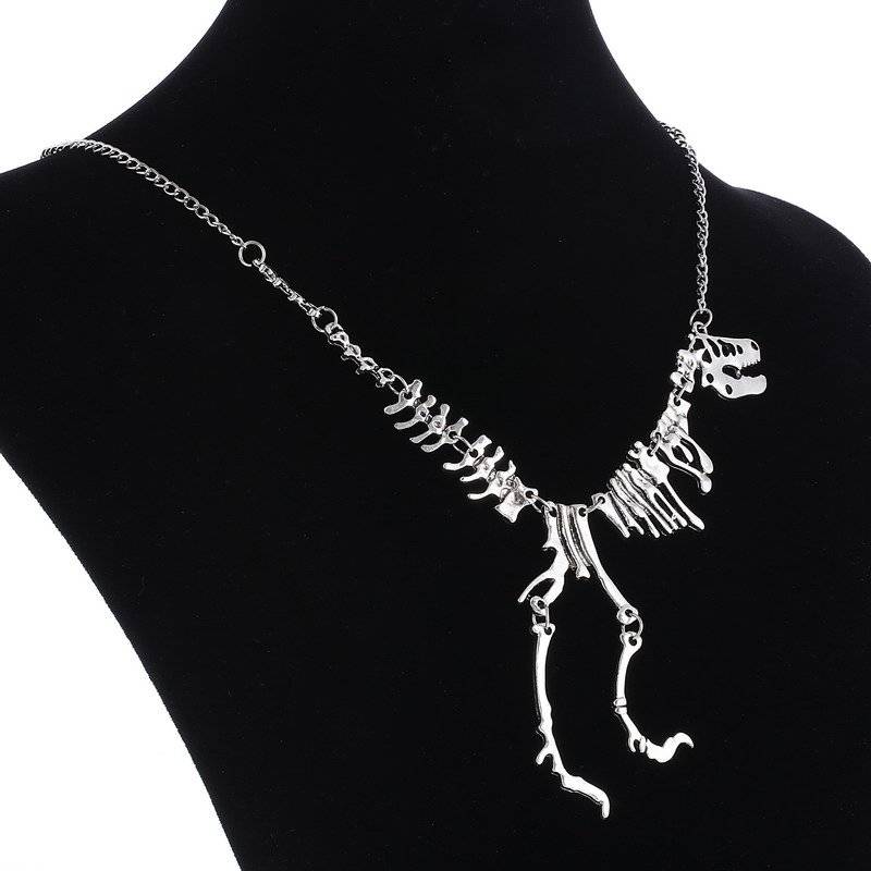 Sexy Long Necklace Gothic Tyrannosaurus Rex Skeleton Dinosaur Pendant Charm Necklace Gothtopia https://gothtopia.com