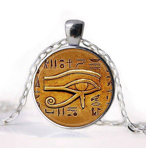 Eye of Horus Necklace Pendant Round Gothic Glass Pendant Necklace Gothtopia https://gothtopia.com