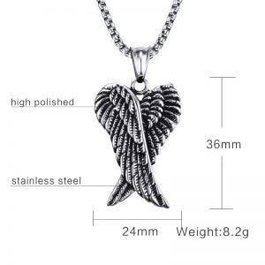 Stainless Steel Gothic Vintage Double Angel Wings Pendant Jewelry 24″ Gothtopia https://gothtopia.com