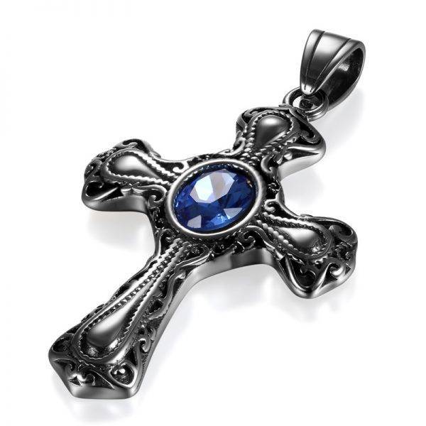 Gothic Necklace Men’s Vintage Cross Necklaces Pendant For Men Fine Stainless Steel Necklace Jewelry With Chain Gothtopia https://gothtopia.com
