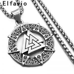 Men’s Pewter Valknut Odin ‘s Symbol of Norse Viking Warriors Pendant Necklace with Stainless Steel Chain Gothtopia https://gothtopia.com