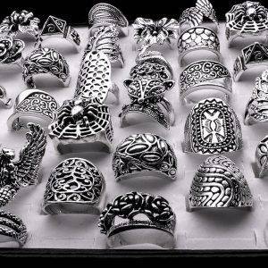 Mix 25 pcs Vintage Ring Gothic Tribal Carved Top-quality Antiqued Silver Baroque Rings – Unisex Gothtopia https://gothtopia.com