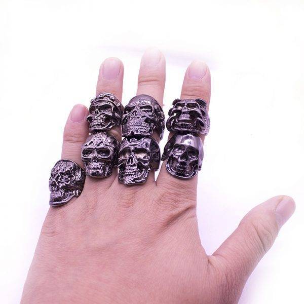 12pcs Set Skull Skeleton Gothic Biker Rings Men’s Rock Punk Ring Gothtopia https://gothtopia.com