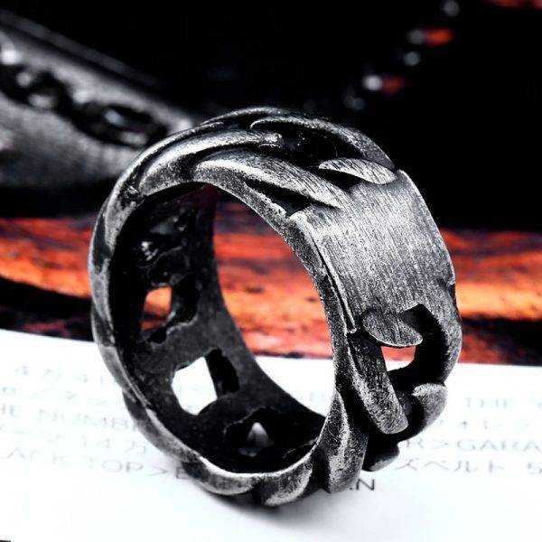 Stainless Steel Gothic Personality Chain Ring Man Gothic Fashion Gothtopia https://gothtopia.com