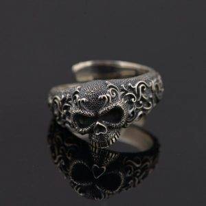 Gothic Punk Skull Rings For Men And Women 925 Sterling Silver Resizable Skeleton Finger Band Gothtopia https://gothtopia.com