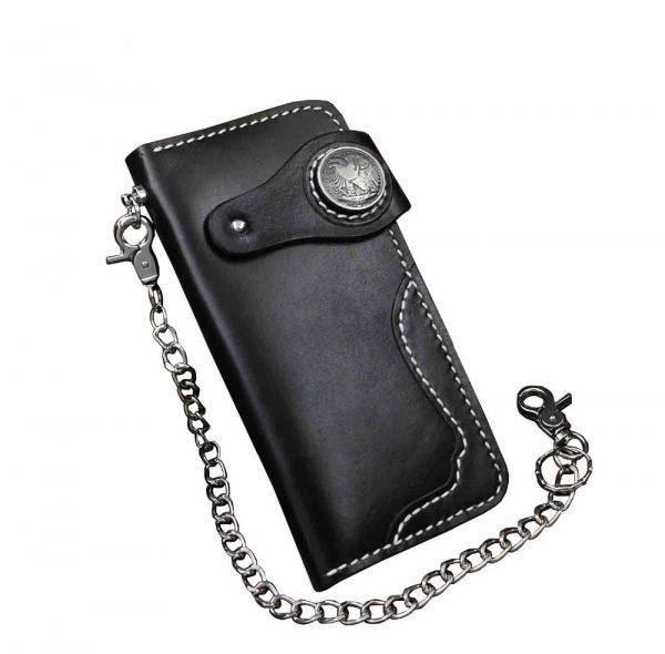 Handmade Thick Cowhide Leather Man’s Biker Billfold Wallet Purse with Anti Theft Chain Gothtopia https://gothtopia.com