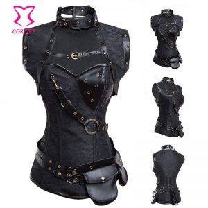 Steampunk Faux Leather Gothic Punk Women’s Dual Belt Pouch Waist Bag – Black or Brown Gothtopia https://gothtopia.com