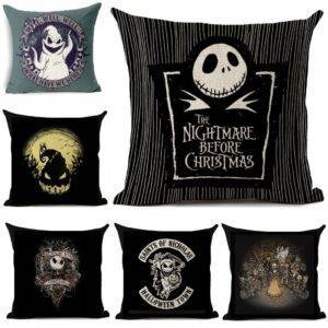 Nightmare Before Christmas Halloween Cartoon Skull Jack Cushion Cover Decorative Pillowcase Gothtopia https://gothtopia.com