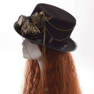 Gothic Unisex Skull Wings Glasses Top Hat Vintage Steampunk Gear Party Black Hat Gothtopia https://gothtopia.com