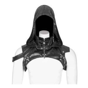 Unisex Steampunk Black PU Leather Party Cosplay Hat Hooded Gothic Accessory Gothtopia https://gothtopia.com