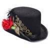 Handmade Steampunk Feather Gear Top Fedora Gothic Victorian Unisex Party Black Hat Gothtopia https://gothtopia.com
