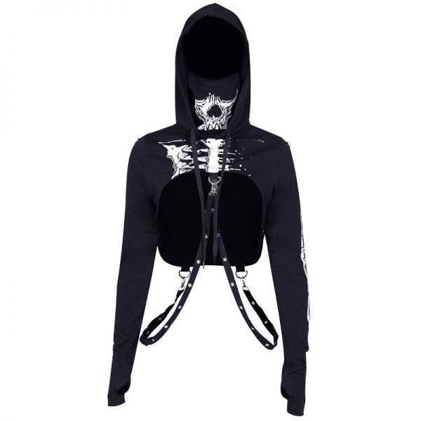 Skull Skeleton Black Hole Punk Gothic Hoodie Sweatshirt Pullover Top Gothtopia https://gothtopia.com