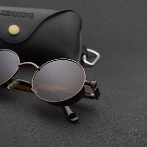 UV400 Gothic Steampunk Polarized Men/Women Designer Vintage Round Metal Frame Sunglasses High Quality Gothtopia https://gothtopia.com