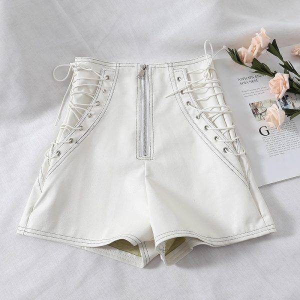 Gothic Sexy Low Waist Lace Up Shorts 2019 Party Dance Skinny Patent Leather Shorts SML Gothtopia https://gothtopia.com