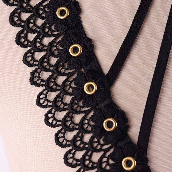 Adjustable Black Harness Bra Sexy Gothic Open Chest Cage Bralette Lingerie Gothtopia https://gothtopia.com