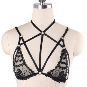 Gothic Sexy Lingerie Body Harness Cage Bralette – Black Lace Gothtopia https://gothtopia.com