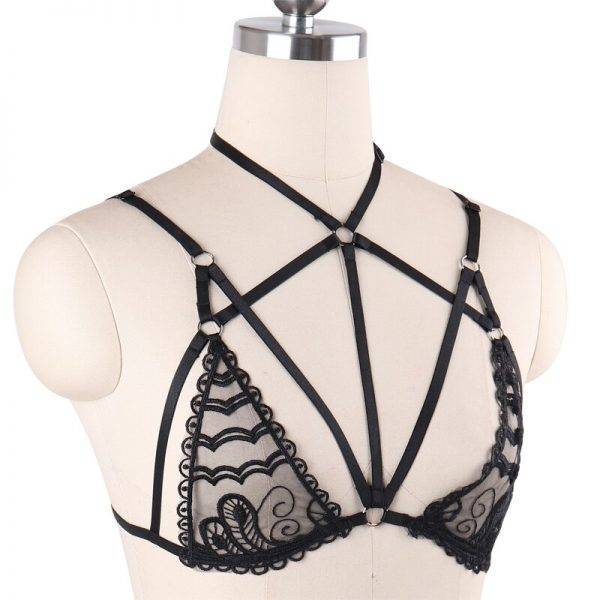 Gothic Sexy Lingerie Body Harness Cage Bralette – Black Lace Gothtopia https://gothtopia.com