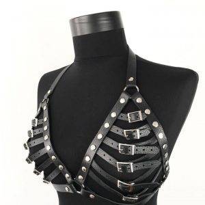 Woman’s Gothic Leather Caged Bra Punk Bondage Harness Lingerie Gothtopia https://gothtopia.com