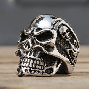 Men’s Stainless Steel Gothic Skull Biker Ring Gothtopia https://gothtopia.com