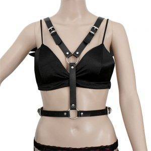 Gothic Black Angel Wings Leather Harness For Women Sexy Lingerie Bra Cage Gothtopia https://gothtopia.com