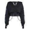 Women’s Gothic Reflective Print Hoodies Crop Top Pullover with Detachable O-ring Chain Gothtopia https://gothtopia.com