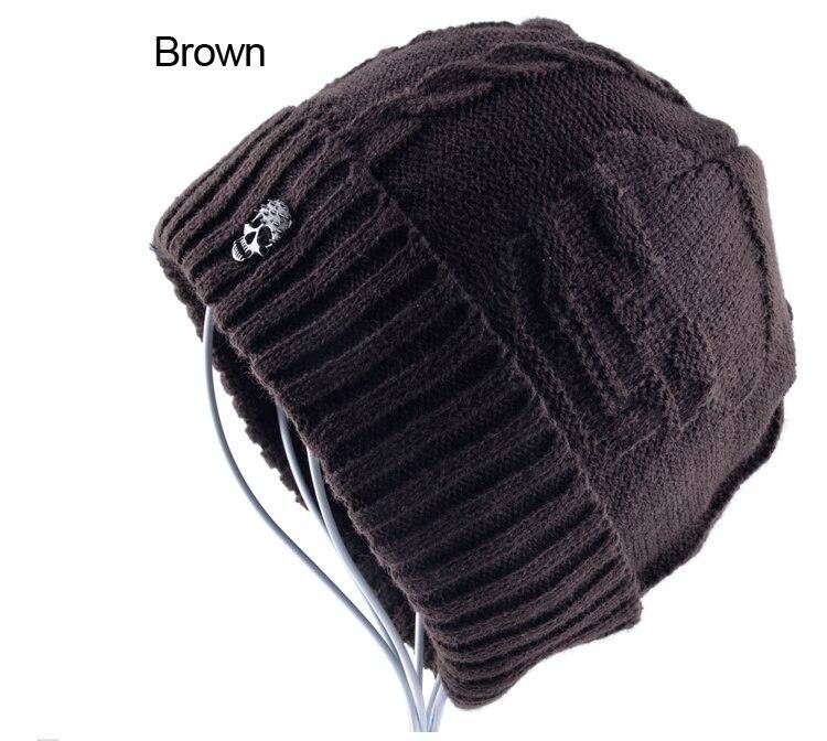 Mens Skullies Winter Hat Beanies Knitted Wool Hip Hop Stocking Hat Plus Velvet Rasta Cap Skull Bonnet Hats For Men