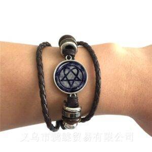 Supernatural Pentagram Glass Bracelet Gothic Pendant Jewelry Pagan Charm Gothtopia https://gothtopia.com