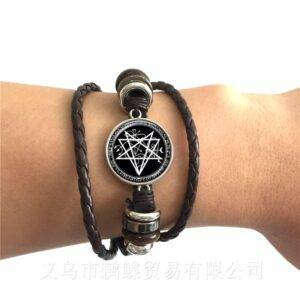Supernatural Pentagram Glass Bracelet Gothic Pendant Jewelry Pagan Charm Gothtopia https://gothtopia.com
