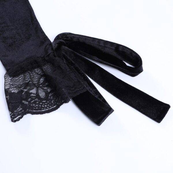 Goth Vintage Women’s Victorian Blouse Bodycon Bandage Lace U-neck Shoulder Hollow Sleeve Tops Gothtopia https://gothtopia.com