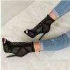 Gothic Sandal Boots Women’s High Heels Pumps Sexy Hollow Out Mesh Lace-Up Cross-tied Boots Gothtopia https://gothtopia.com
