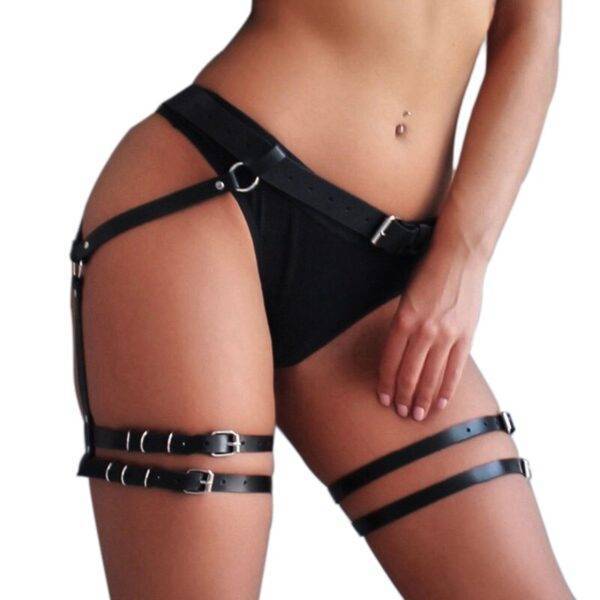 Sexy Adjustable Gothic Leather Garter Belt Sex Stockings BDSM Bondage Harness Gothtopia https://gothtopia.com