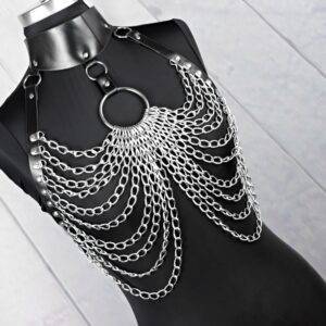 Women’s Gothic Adjustable Belt Chain Body Chain Bondage Sexy Leather Harness Gothtopia https://gothtopia.com