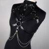 Sexy Women’s Chest Chain PU Leather Harness Belt – High Quality Gothic Body Neck Bondage Lingerie Gothtopia https://gothtopia.com